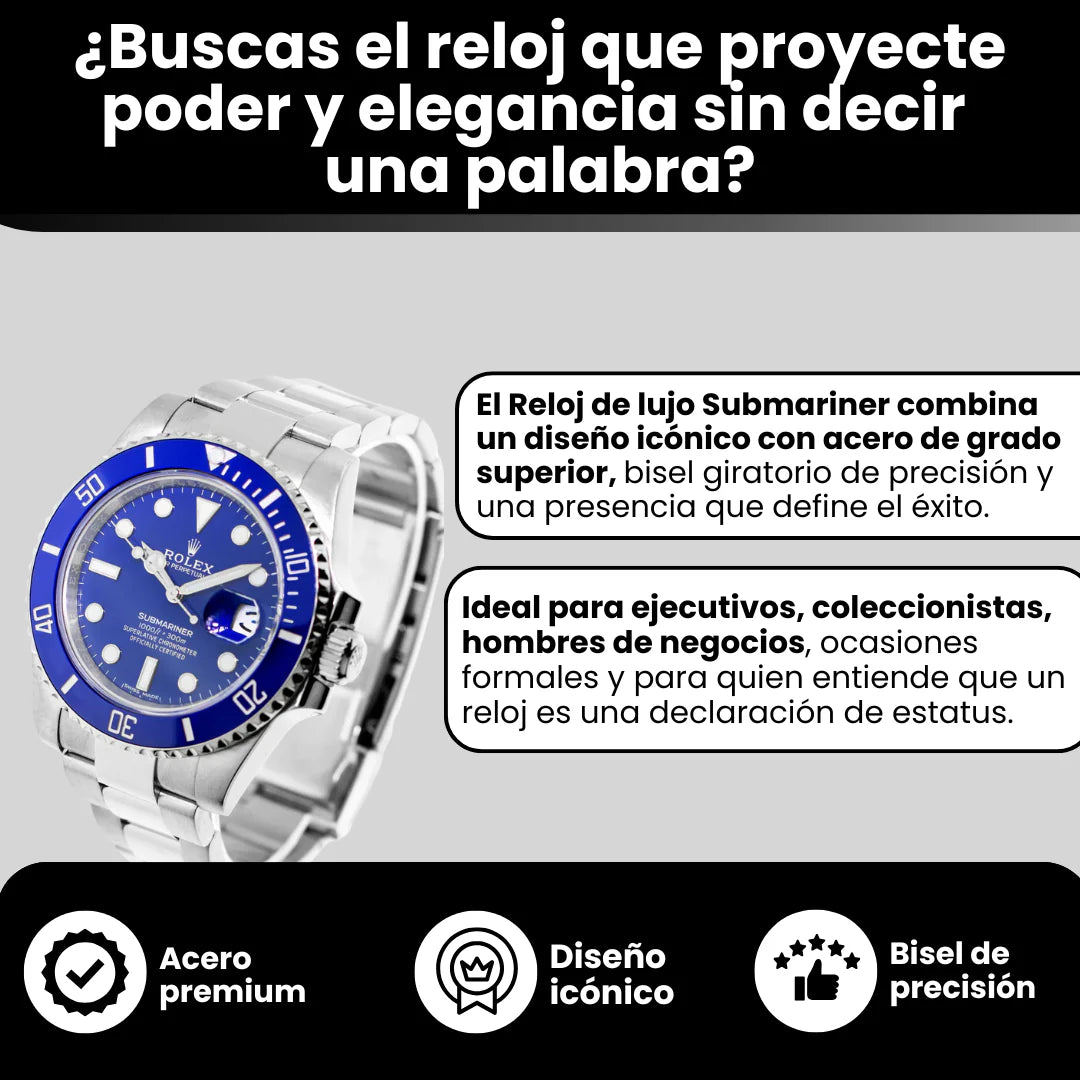 Reloj Submariner Azul Premium | Elegancia, Exclusividad y Presencia que Impresiona