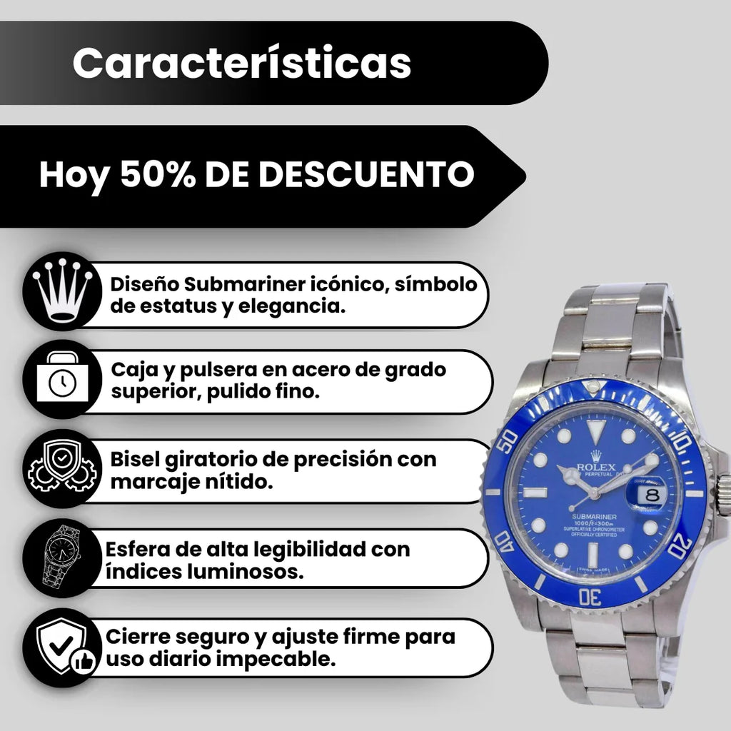 Reloj Submariner Azul Premium | Elegancia, Exclusividad y Presencia que Impresiona