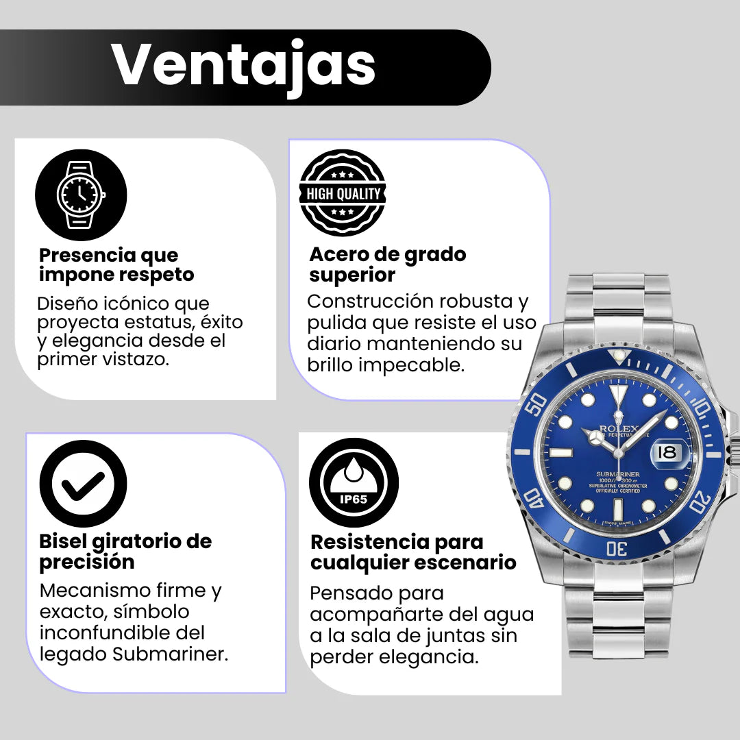 Reloj Submariner Azul Premium | Elegancia, Exclusividad y Presencia que Impresiona